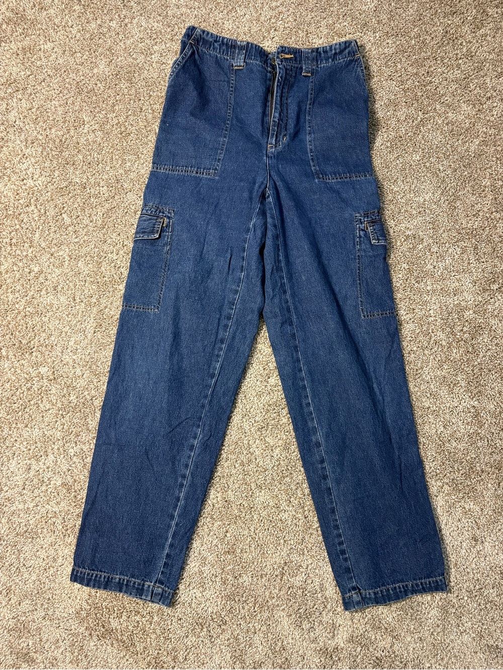 Liz Claiborne Lizwear Women's Blue Denim Cargo Jeans Cargo Pockets Size 8
